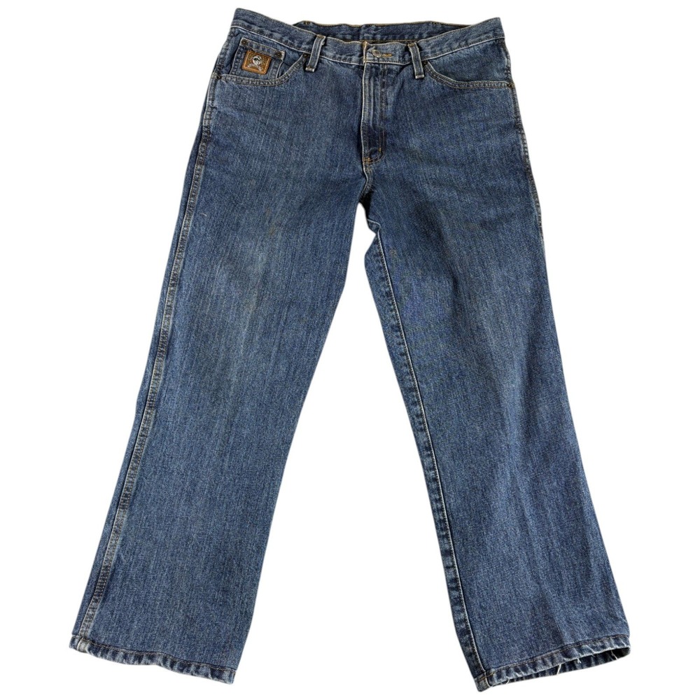 Cinch Bronze Label Straight Jeans Mens 35x30 Blue Medium Wash Cotton Workwear